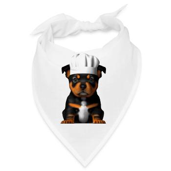 Rottweiler Gastronom Hunde Kochen Hund Hundewelpe - Bandana - Weiß - Vorne