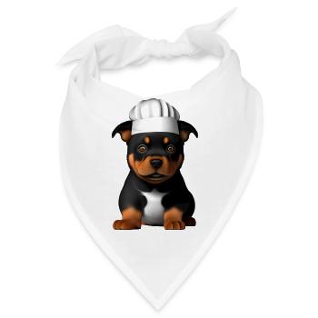 Rottweiler Gastronom Hunde Hundewelpe Kochen Hund - Bandana - Weiß - Vorne