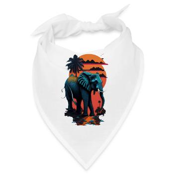 Elefant, Straße in Miami, bunte Farben, - Bandana - Weiß - Vorne