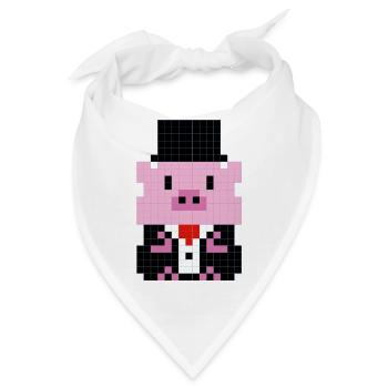 Ein kleines Schweinchen im pixeligen Anzug - Bandana - Weiß - Vorne