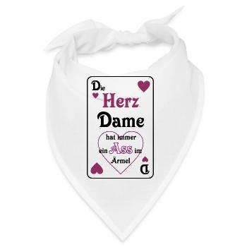 Skat Herz Dame Ass im Ärmel Schrift Mau-Mau - Bandana - Weiß - Vorne