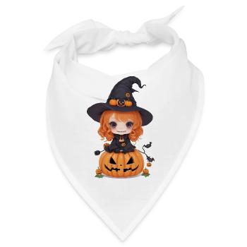 Helloween Kürbis Hexe - Bandana - Weiß - Vorne