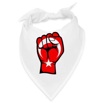 Türkei Flagge Faust Hand Symbol - Bandana - Weiß - Vorne