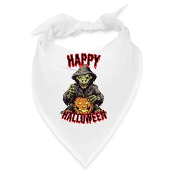 Gruselige Halloween-Hexe mit Kürbis - Bandana - Weiß - Vorne