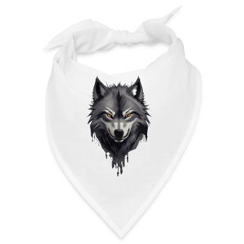 Wolfsangst Dunkler Spooky Wolfskopf - Bandana - Weiß - Vorne
