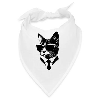 Coole Katze mit Sonnenbrille Mr Black Cool Cat - Bandana - Weiß - Vorne
