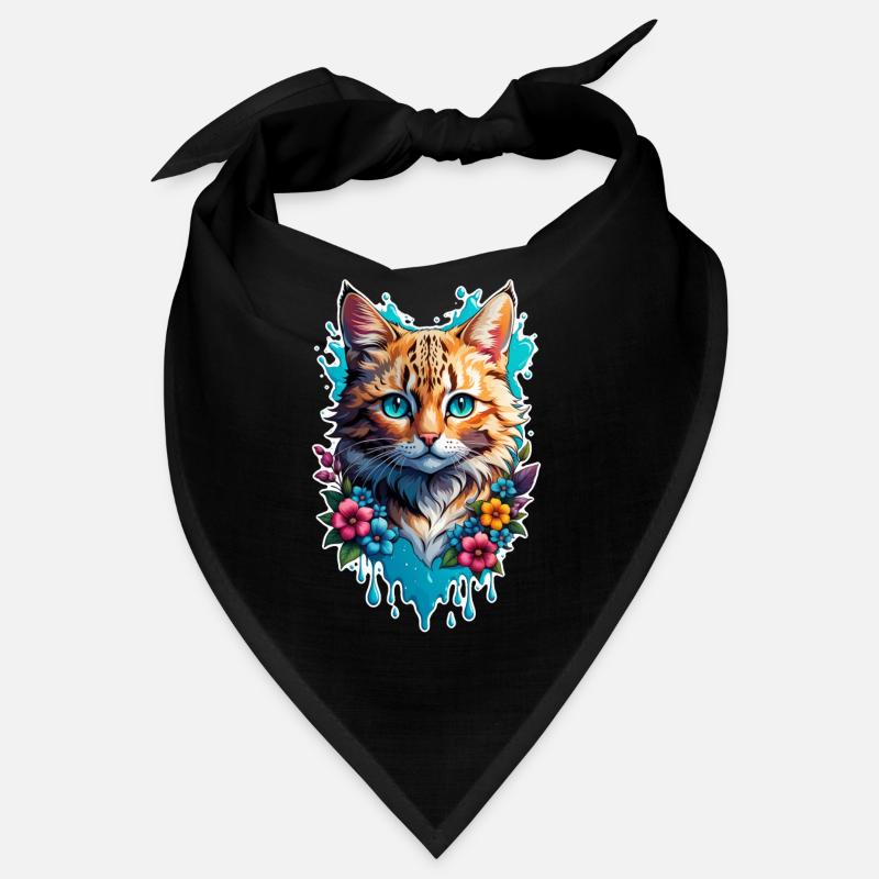 chat et fleur aquarelle Bandana