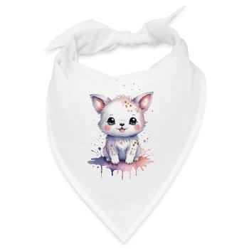 Welpenliebe: Aquarell Kawaii Welpe - Bandana - Weiß - Vorne