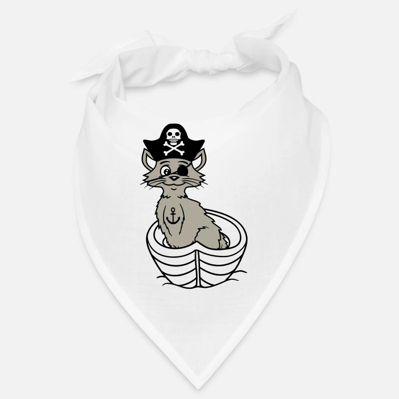 Pirat Katze Seeräuber Augenklappe Hut Ruderboot Bandana