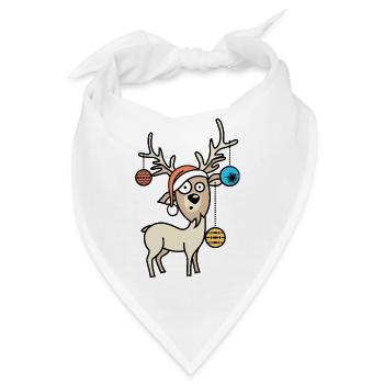 Rentier comic Weihnachten lustig Christbaum Symbol - Bandana - Weiß - Vorne