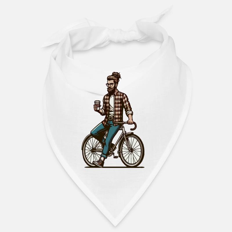 Mann auf einem Fahrrad mit Kaffee Bandana