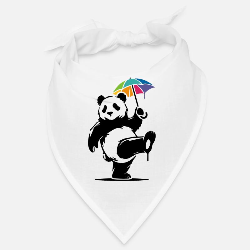 Tanzender Panda mit Regenbogenschirm Bandana