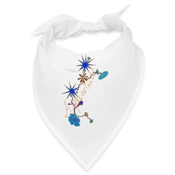 Aquarius – Magische Sternzeichen und Blumen - Bandana - Weiß - Vorne