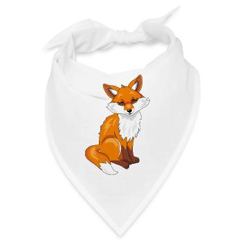 Sitzender süßer, schüchterner Fuchs - Bandana - Weiß - Vorne