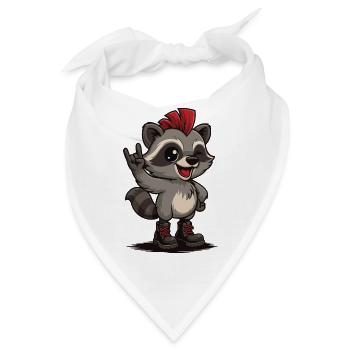 Punk Rock Raccoon - Bandana - Weiß - Vorne