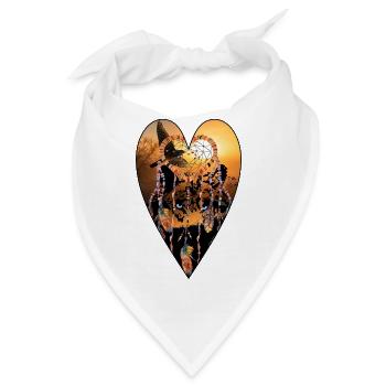 Wolf wild und frei Herz Natur - Bandana - Weiß - Vorne