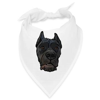 Cane Corso kupiert Kopf im Comicstyle - Bandana - Weiß - Vorne