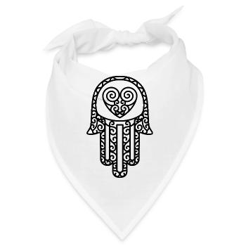 Hamsa – Hand of Fatima: Schutz & Glück - Bandana - Weiß - Vorne