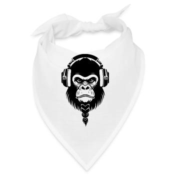 Café Entspannter Affe Wireless Kopfhörer Shirt - Bandana - Weiß - Vorne