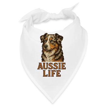 Australian Shepherd Hund - Australian Shepherd - Bandana - Weiß - Vorne
