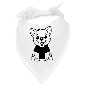 Hund T-shirt Hundebaby Hundewelpe Kinder Geschenk  - Bandana - Weiß - Vorne