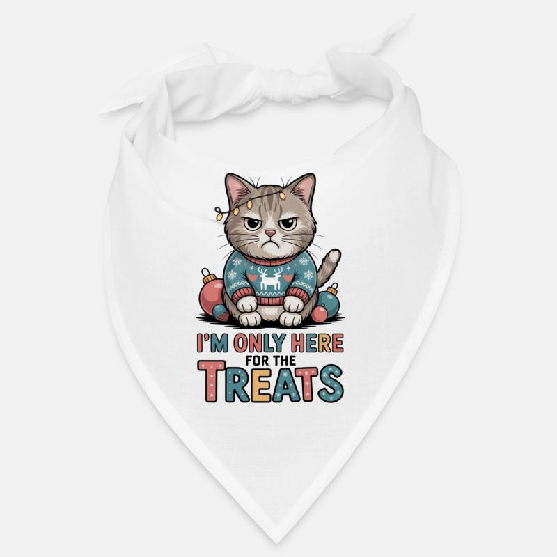 Grimmige Katze im Weihnachtspulli Bandana