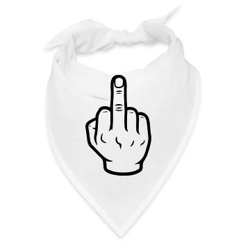 Hand Mittelfinger - Bandana - Weiß - Vorne