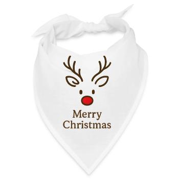 Rentierkopf Merry Christmas - Bandana - Weiß - Vorne