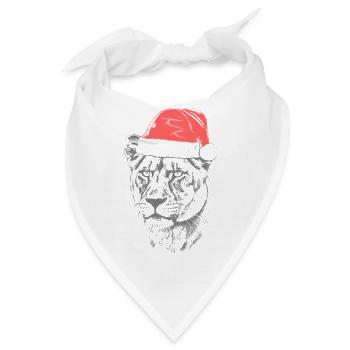 Löwin Weihnachtsmütze - Bandana - Weiß - Vorne