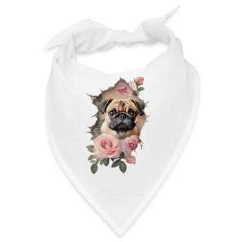 Mops Rosen Vintage - Bandana - Weiß - Vorne
