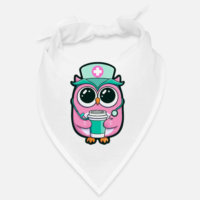Kawaii Krankenschwester Eule Kaffee Bandana