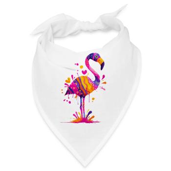 Farbexplosion Flamingo - Bandana - Weiß - Vorne
