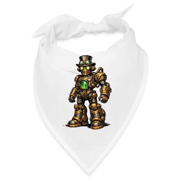 Steampunk Roboter - Bandana - Weiß - Vorne