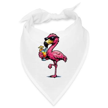 Flamingo Cocktail mit Sonnenbrille - Bandana - Weiß - Vorne