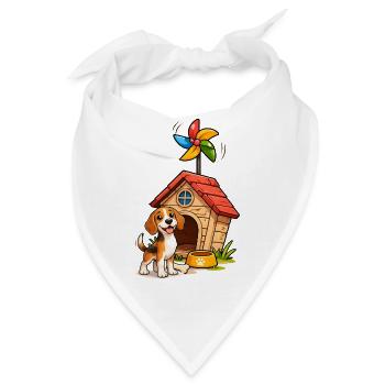 Beagle Hund Lustig Hundehaus Fun Design - Bandana - Weiß - Vorne