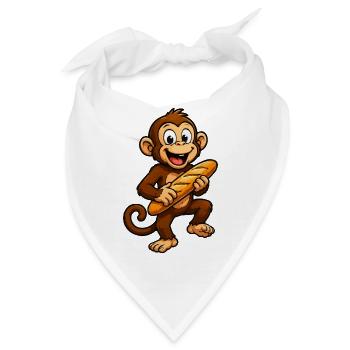Affe mit Baguette Cartoon - Bandana - Weiß - Vorne