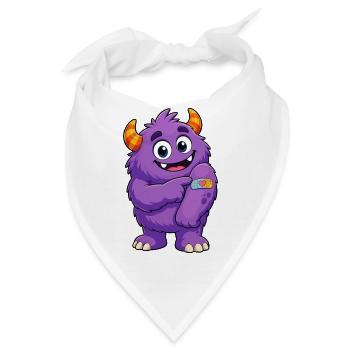 Lila Monster mit Pflaster - Bandana - Weiß - Vorne