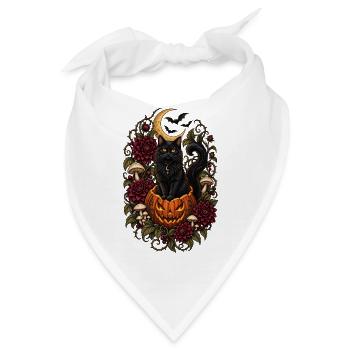 Gothic Black Cat Halloween Kürbis - Bandana - Weiß - Vorne