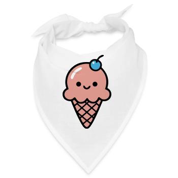 Kawaii Eiswaffel Gesicht Icon - Bandana - Weiß - Vorne