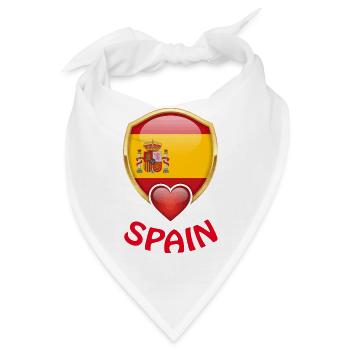 Spain Spanien Flagge Wappen Herz Fan T-Shirt - Bandana - Weiß - Vorne