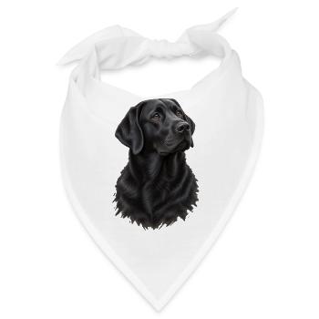 Schwarzer Labrador Portrait - Bandana - Weiß - Vorne