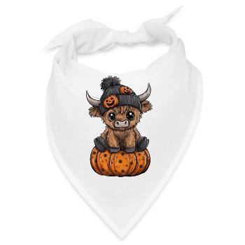 Kürbis-Kuh im Halloween-Look - Bandana - Weiß - Vorne