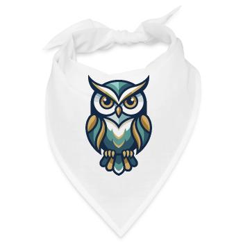 Stilisierte Eulenillustration mit geometrischen Mustern - Bandana - Weiß - Vorne