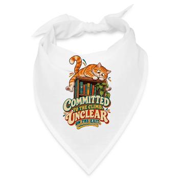 Engagiert für den Aufstieg – Lustige Katze, die an einem Buch feststeckt - Bandana - Weiß - Vorne