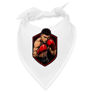 Boxer mit roten Handschuhen Schild - Bandana - Weiß - Vorne