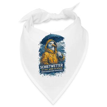 Möwe im Friesennerz - Schietwetter Spruch - Bandana - Weiß - Vorne