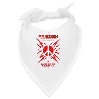 Rotes Friedenssymbol mit Explosionsgrafik - Bandana - Weiß - Vorne
