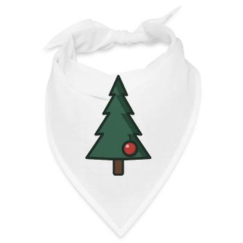 Kleine Kiefer mit roter Kugel – Winziges Emblem - Bandana - Weiß - Vorne