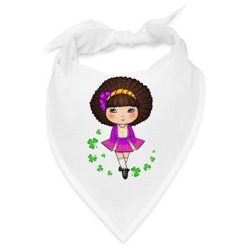 Süßes irisches Tänzermädchen im lila Kleid - Bandana - Weiß - Vorne