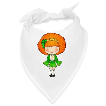 Süßes irisches Tänzermädchen im grünen Kleid - Bandana - Weiß - Vorne